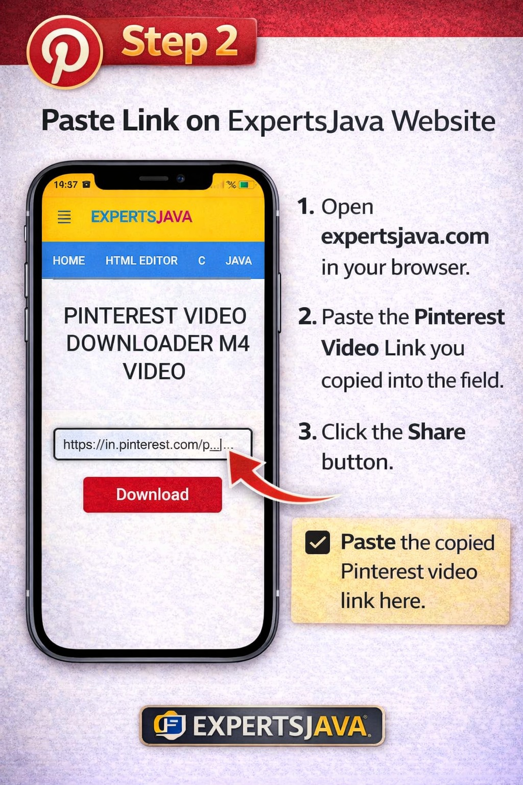 Paste link on ExpertsJava